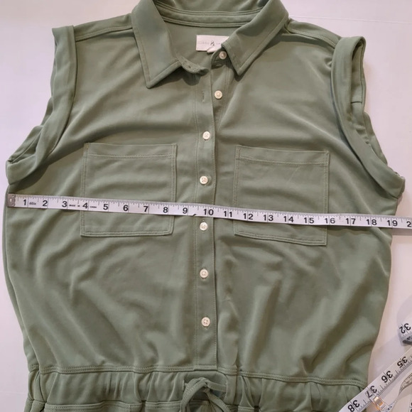 Lou & Grey Women's Olive Green Sleeveless Shorts Romper, Size M - Picture 7 of 9